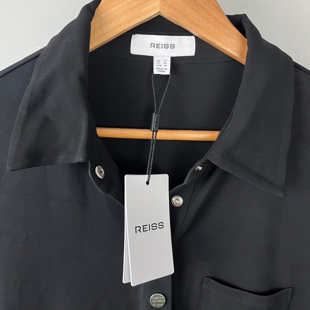 Reiss Rosina Black Jersey Maxi Polo Dress Womens 10 Long Sleeve New NWT - Picture 6 of 8
